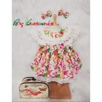 ราคา Dress FRUITY Collection เดรสผ้าคอตต้อนแท้ 100% (ลายผลไม้รวมสีชมพู) (2290307354)