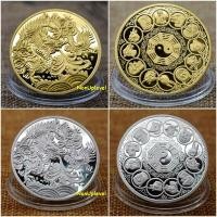ราคา เหรียญมังกร เหรียญลายมังกร ชุบเงิน ชุบทอง ขัดเงา เหรียญสะสม C 03 (21245706433)