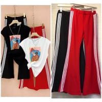 ราคา New(พร้อมส่ง)กางเกงวอมขาม้า ผ้ายืด มี2สี ดำ/แดง (13543625522)