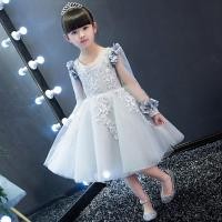 ราคา Gd30299 พร้อมส่งชุดเดรสออกงานเด็กสีเทา เป็นเดรสออกงานเด็กแขนยาวซีทรู (4709520293)