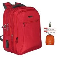 ราคา Merah Giordano 66015 กระเป๋าเป้สะพายหลังแล็ปท็อปขยายได้ Original Import Free Raincover และ Pin Key - สีแดง (8229119744)