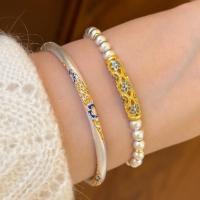 ราคา สร้อยข้อมือเคลือบดอกไม้สีฟ้า Women's Silver-Plated Retro Fashion Elegant Light Luxury (49258443025)