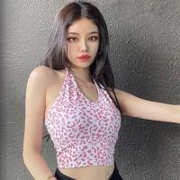 ราคา Halter-Neck Leopard Print Top สี Hot Pink เสื้อครอปผูกคอลายเสือ (14403524061)