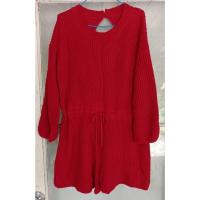 ราคา จั๊มสูทไหมพรมขาสั้น แขนยาวสีแดง (29358155233)