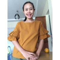 ราคา เสื้อพื้นเมือง ผ้าฝ้าย ผ้าไทยระบายแขน สีเหลือง สีฟ้า สีชมพู (36",40") (1960862760)