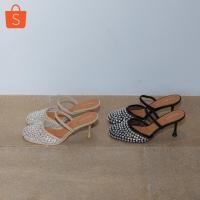ราคา 396-2 รองเท้าส้นสูง แต่งเพชร สายคาด (28937304664)