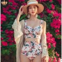 ราคา ชุดว่ายน้ำ minimalLadyCloset Shop (N392) ชุดว่ายทูพีช เสื้อสวมประดับโบว์ข้างหลัง กางเกงขาเว้า หน้าร้อนสดใส มีถุงซิป (7881339084)