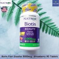 ราคา Natrol - Biotin Fast Dissolve Strawberry Flavor 5000 mcg 90 Tablets ไบโอติน แบบเม็ดอม (28094035229)