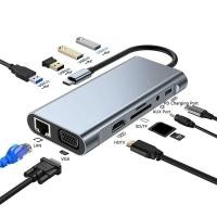 ราคา 11-in-1 Type-c USB 3.0 Hub Multi-Port Laptop Docking Station Type C to 4K HDMI VGA PD RJ45 100M Gigabit NIC Adapter (23959006027)