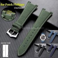 ราคา 25*13 มม.ไนลอนสายนาฬิกาหนังแท้สําหรับ Patek Philippe PP Nautilus 5711/5712/576/5980 Denim Canvas Cowhide นาฬิกาผู้ชายผู้หญิงสร้อยข้อมือกีฬา (52003918875)
