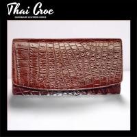 ราคา Thai Croc กระเป๋าสตางค์ผู้หญิง Women Clutch กระเป๋าคลัทช์ กระเป๋าสตางค์ใบยาว หนังจระเข้แท้ ทรงยาว 3 พับ สีน้ำตาล 0C71 (17277941333)