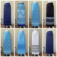ราคา ⚜️ ผ้าถุงสำเร็จ ผ้าหมักโคลนลายไทย ผ้าถุงสีฟ้า (26225294118)