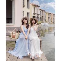 ราคา จั๊มสูทสายเดี่ยวขายาวอัดพลีท จากร้านJoobs.studio (ฟ้า)(XS) (7955991614)