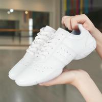 ราคา รองเท้าฝึกซ้อมแอโรบิค Unisex สีขาว น้ําหนักเบา กันลื่น เหมาะสําหรับเชียร์ลีดเดอร์และยิม (56555943434)
