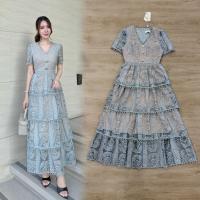 ราคา เดรสลูกไม้ออกงาน มี9สี!!! S-4XL Maxi Dress เดรสขนมชั้น,เดรสสีเทาแขนสั้นผ้าลูกไม้ระบายชั้นๆ งานป้าย (51804352402)