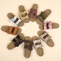 ราคา เชือกรองเท้ากลม สายเชือกรองเท้า 2024 สไตล์ใหม่ Birkenstock รองเท้า Cork Sole รองเท้าแตะรองเท้าแตะผู้ชายผู้หญิงสไตล์เดียวกัน Frosted หนัง Double-Breasted 2-Flip S (51608133304)