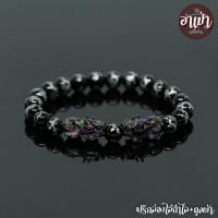 ราคา หินนิลดำ แกะสลักลายมังกร สีเงิน Onyx ขนาด 8 มิล ปี่เซียะเปลี่ยนสีคู่ สีดำ หินแท้ 100% หินนิลกาฬ หินสีดำ หินมงคล (2312903835)