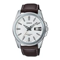 ราคา Casio Standard นาฬิกาข้อมือผู้ชาย สายหนังแท้ รุ่น MTP-E127L-7A - สีขาว (1163911019)