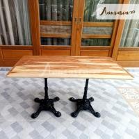 ราคา Anusarin โต๊ะรับประทานอาหารโต๊ะขาคู่เหล็กหล่อแข็งแกร่งสีดำ หน้าโต๊ะไม้ประดู่ กว้าง 70 ซม ยาว 140 ซม (44306997369)