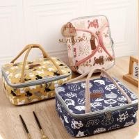 ราคา กระเป๋าใส่กล่องข้าวน่ารักกระเป๋าใส่ความร้อนสํานักงานขนาดใหญ่ 4, 5 ช่องกันน้ํา สีเงิน-เรียงราย ผ้าแคนวาส ทีซี38 (25643880172)