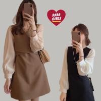 ราคา เดรสสั้นแขนยาว เดรสน่ารักๆสวยๆ เดรสเกาหลีกระโปรง แขนยาวแฟชั่น มินิเดรสกระโปรง สไตล์เกาหลี (20560942785)