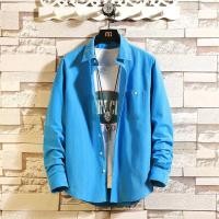 ราคา ของผู้ชาย ผ้าลูกฟูก เสื้อเชิ้ตแขนยาว Slim-Fit เสื้อสีขาว ธุรกิจลำลอง สีทึบเสื้อผ้านิ้ว (3378149219)