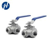 ราคา 1/4 "- 2"SS304 316 Stainless BSP Female Ball Valve T/L Type 3 Way Ball Valve Full Port Water Oil Ai (57153789655)