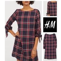 ราคา (J771) H&m ลายสก๊อต เดรสผูกแขน (42355808416)