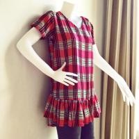 ราคา ชุดเดรส กระโปรงลายผ้าขาวม้า กระโปรงลายสก๊อต คอวี (851626762)
