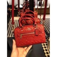 ราคา พร้อมส่ง แท้ % New Coach หมอนมินิ MINI ROWAN CROSSBODY IN SIGNATURE LEATHER (COACH CC944) GOLD/1941 RED (23925994712)