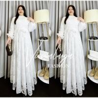 ราคา ชุดเดรสผ้าสีขาวพร้อม Organza Combine 76291 Vima ชุดเดรสมุสลิม (44164721640)