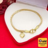 ราคา สร้อยข้อมือทองเหลืองลายกระดูกงูคั่นหัวจรวดห้อยจี้หัวใจ ความยาว 7 นิ้ว งานทองเหลืองแท้ งานดิบไม่ได้ชุบ พร้อมส่ง (26491183727)