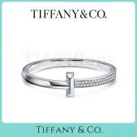 ราคา Tiffany and Co T T1 18K White Gold Bangle | Classic T-Shape, Half-Pave Diamonds | Hand-Polished High-Luxury (29144506517)