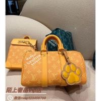 ราคา Keepall Bandouliere25 กระเป๋าสะพาย/ถือ สไตล์เลเซอร์ พิมพ์ลายดอกไม้สีเหลืองบนผ้าไหม (56509486188)