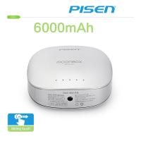 ราคา PISEN แบตสำรองแท้ 6,000 mAh พาวเวอร์แบงค์ 2 USB 5V-2A Moon Box Power รุ่น TS-D095 ปุ่มสัมผัสแบบสไลด์ ไฟฉาย LED - สีเงิน (2778985406)