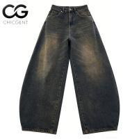 ราคา CHICGENT COD กางเกงยีนส์ผู้ชาย กางเกงยีนส์เอวสูงทรงกระบอกใหญ่เอวยืดสม็อค (55906719357)