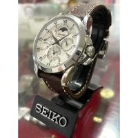 ราคา SEIKO Premier SRX015P1 5D88 Kinetic Direct Drive Moon Phase Watch (26056709334)