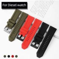 ราคา 24mm 26mm 28mm Silicone Rubber Bracelet Watch Band for Diesel DZ4427 DZ4487 DZ4323 DZ4318 DZ4305 Series Waterproof strap (41380363905)