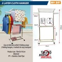 ราคา !!! ไม้แขวนเสื้อสแตนเลส MOVEABLE 2 ชั้นและไม้แขวนเสื้อพื้นมือถือ H ประเภท / เสื้อผ้าผู้หญิง (42574605009)