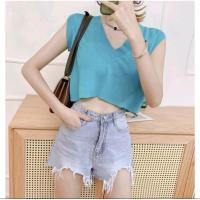 ราคา เสื้อครอปไหมพรม สีเขียวมิ้นท์ (23688492707)