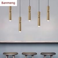 ราคา โคมระย้าท่อกระบอกอุตสาหกรรมสมัยใหม่ - ไฟจี้ห้องรับประทานอาหารสีทองพร้อมโป๊ะแก้ว, เกาะครัวแขวนโคมไฟ (51755465195)