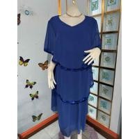 ราคา เดรสขนมชั้นผ้าชีฟองสีน้ำเงินขอบปักเลื่อมวิ้ง (41872478464)