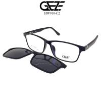 ราคา กรอบแว่นสายตา GEZE Clip-On รุ่น HW910-C2 เต็มกรอบสีดำด้าน คลิปออนแม่เหล็ก เลนส์กันแดด Polarized (22668532886)