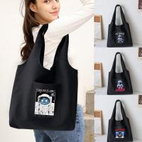 ราคา Shopping Bag Foldable Student Canvas Bag Ladies Shopper Bag Travel Tote Work Handbag Organizer Astronaut Pattern (42610204607)