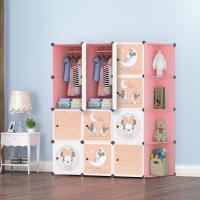ราคา 12 ชิ้น DIY Rack ตู้เก็บของตู้เสื้อผ้าชั้นวางมุมพร้อมไม้แขวนเสื้อ Almari (BM12C (44229795552)
