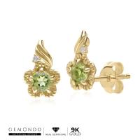 ราคา Gemondo ต่างหูทองคำ 9K ประดับเพอริดอทและเพชร ดีไซน์ดอกไม้ ทรงสตั๊ด (24921011653)