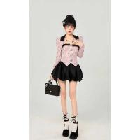 ราคา ❥ ชุดเดรส2ชิ้นแจ็คเก็ตเกาะอกลายสก็อตสำหรับผู้หญิ (28976141954)
