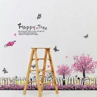ราคา สติ๊กเกอร์ติดผนัง TR75 P 73 FENCE HAPPY TREE STICKER HOME CAFE DECORATION UK 70X50 (8622675641)
