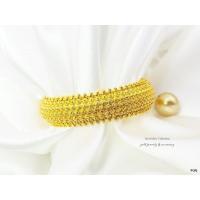 ราคา กำไลข้อมือทองลายดอกพิกุลเต็มวง งานหุ้มทอง 5 ไมครอน สวยหรู (4116351753)