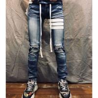 ราคา Hold'em Denim style กางเกงยีนส์ฟอกคาดแถบลายสายฟ้า ⚡ (9067912619)